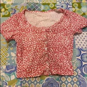 BRANDY PINK CROP CHEETAH PRINT TOP